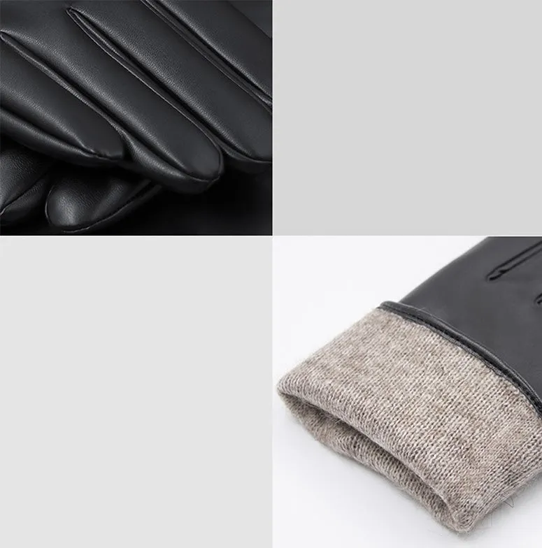 (1 pair) Size S Ladies Synthetic Leather Gloves Capacitive Touchscreen Gloves for Smartphone / Tablet - Brown