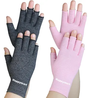 2 Pairs Arthritis Gloves, Hand Compression Gloves for Rheumatoid, Pain Relief, Carpal Tunnel, Swelling, Joint Support, Driving Fingerless Gloves for Women Men (Black   Pink, Medium) Medium (Pack of 4) Black pink