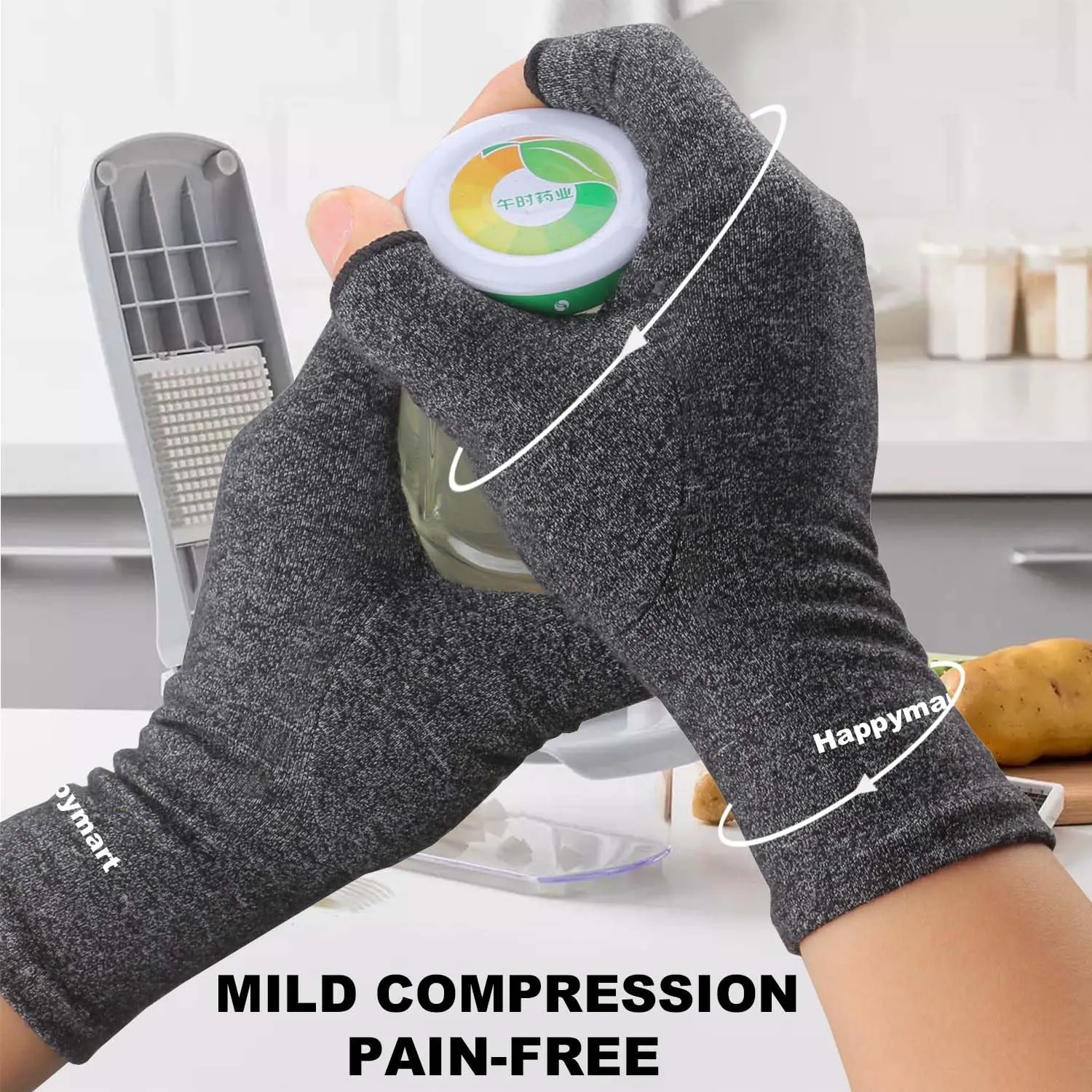 2 Pairs Arthritis Gloves, Hand Compression Gloves for Rheumatoid, Pain Relief, Carpal Tunnel, Swelling, Joint Support, Driving Fingerless Gloves for Women Men (Black   Pink, Medium) Medium (Pack of 4) Black pink