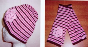 2 PC SET. Striped Set with Flower Detail