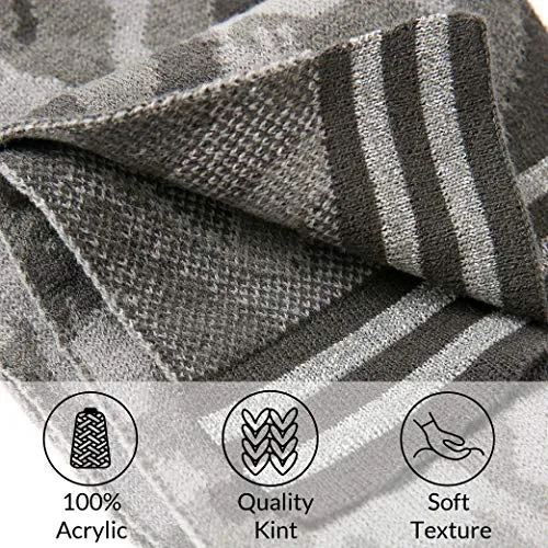 accsa Kid Boy Beanie Camo Reflective Knit Hat Gloves Scarf Set Grey Age 1-3