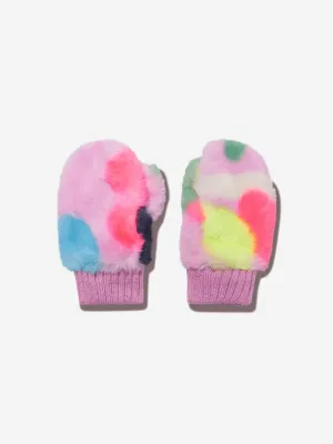 Billieblush Girls Faux Fur Mittens in Pink
