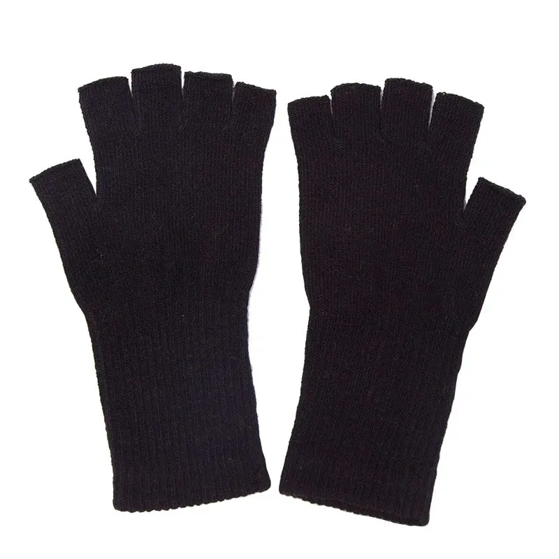 Black Knitted Fingerless Gloves - Warm