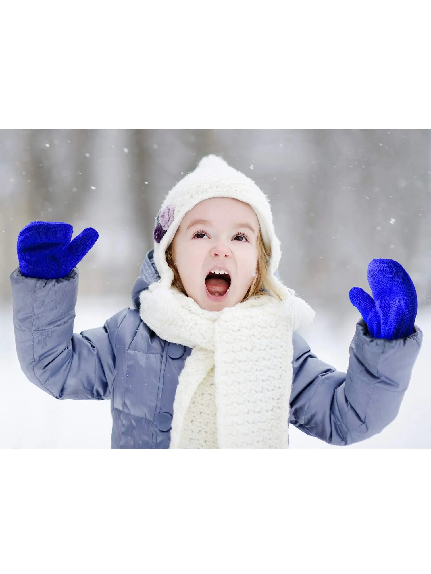 Boao 12 Pairs Stretch Full Finger Mittens Knitted Gloves Winter Warm Knitted Magic Mittens for Kids Supplies