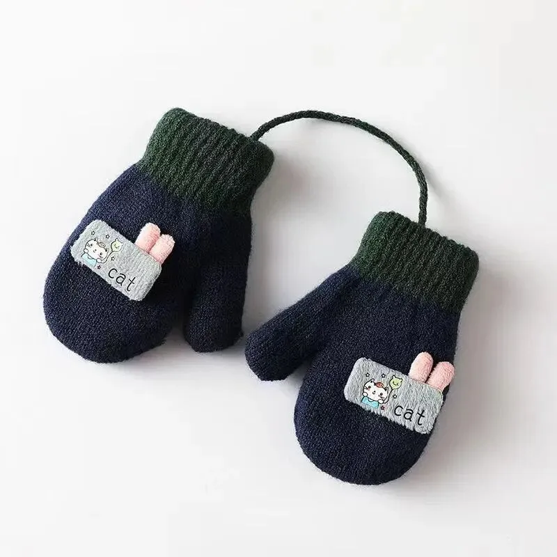 Cartoon Design Knitted Warm Gloves for Baby/Kids