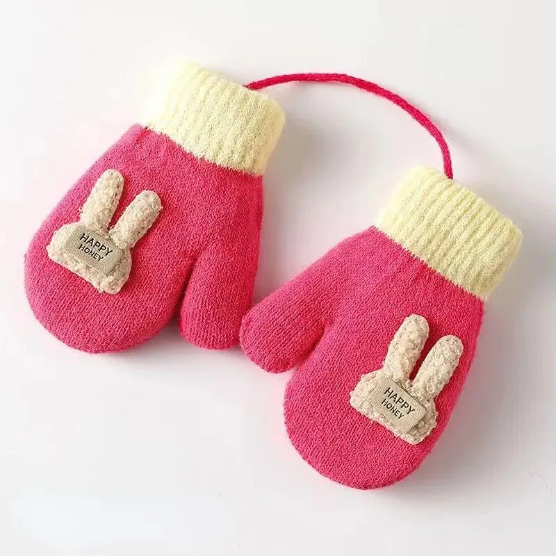 Cartoon Design Knitted Warm Gloves for Baby/Kids