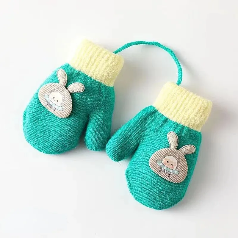 Cartoon Design Knitted Warm Gloves for Baby/Kids