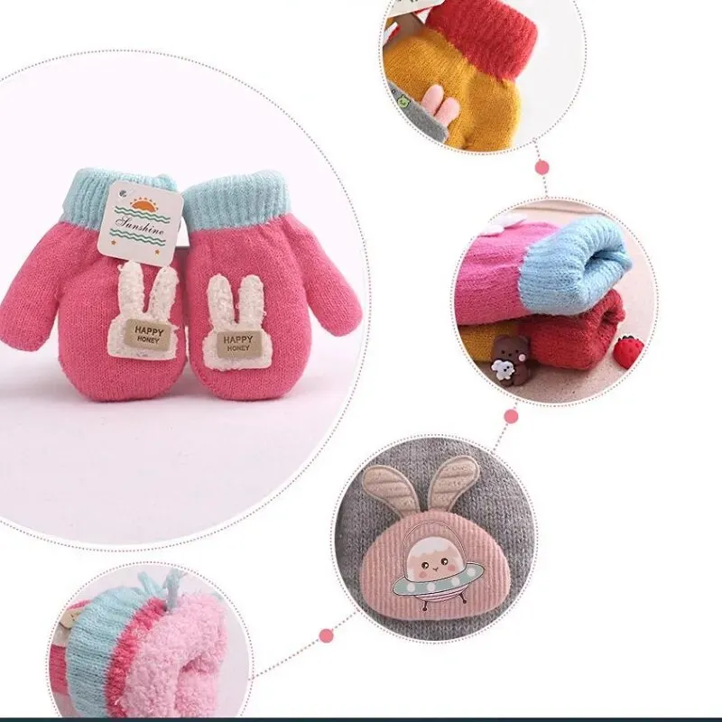 Cartoon Design Knitted Warm Gloves for Baby/Kids