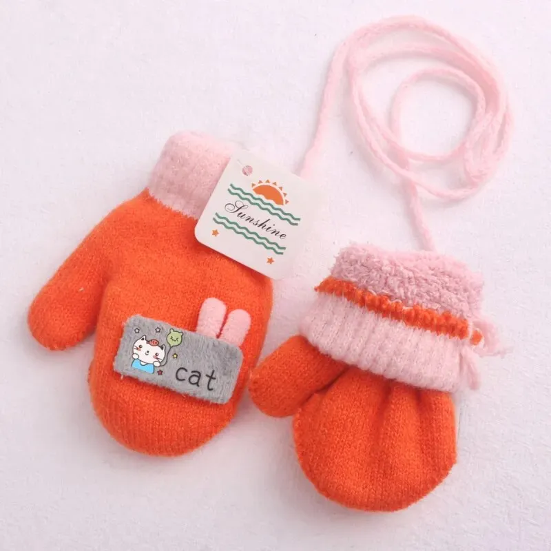 Cartoon Design Knitted Warm Gloves for Baby/Kids