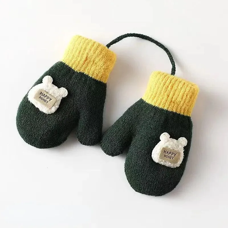 Cartoon Design Knitted Warm Gloves for Baby/Kids