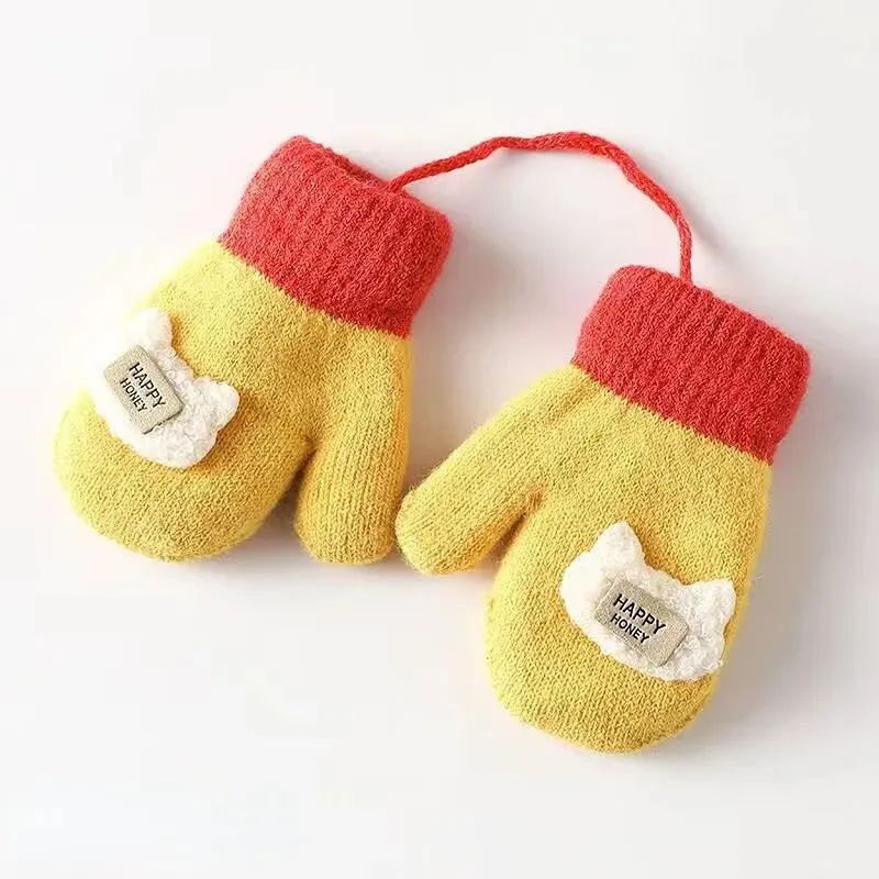 Cartoon Design Knitted Warm Gloves for Baby/Kids