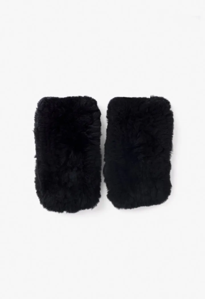 Choice Solid Faux Fur Gloves Black