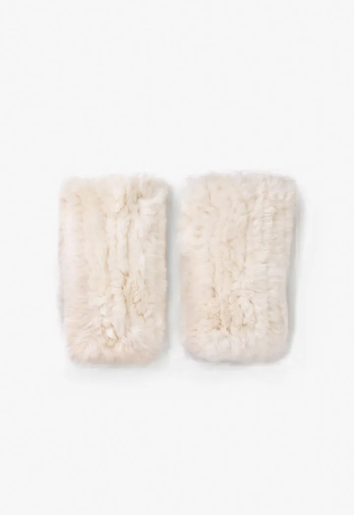 Choice Solid Faux Fur Gloves Cream