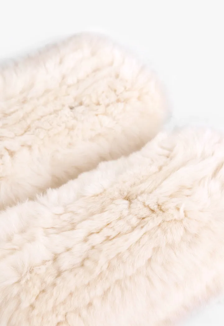 Choice Solid Faux Fur Gloves Cream