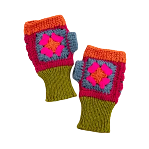 Crochet Fingerless Gloves - Olive