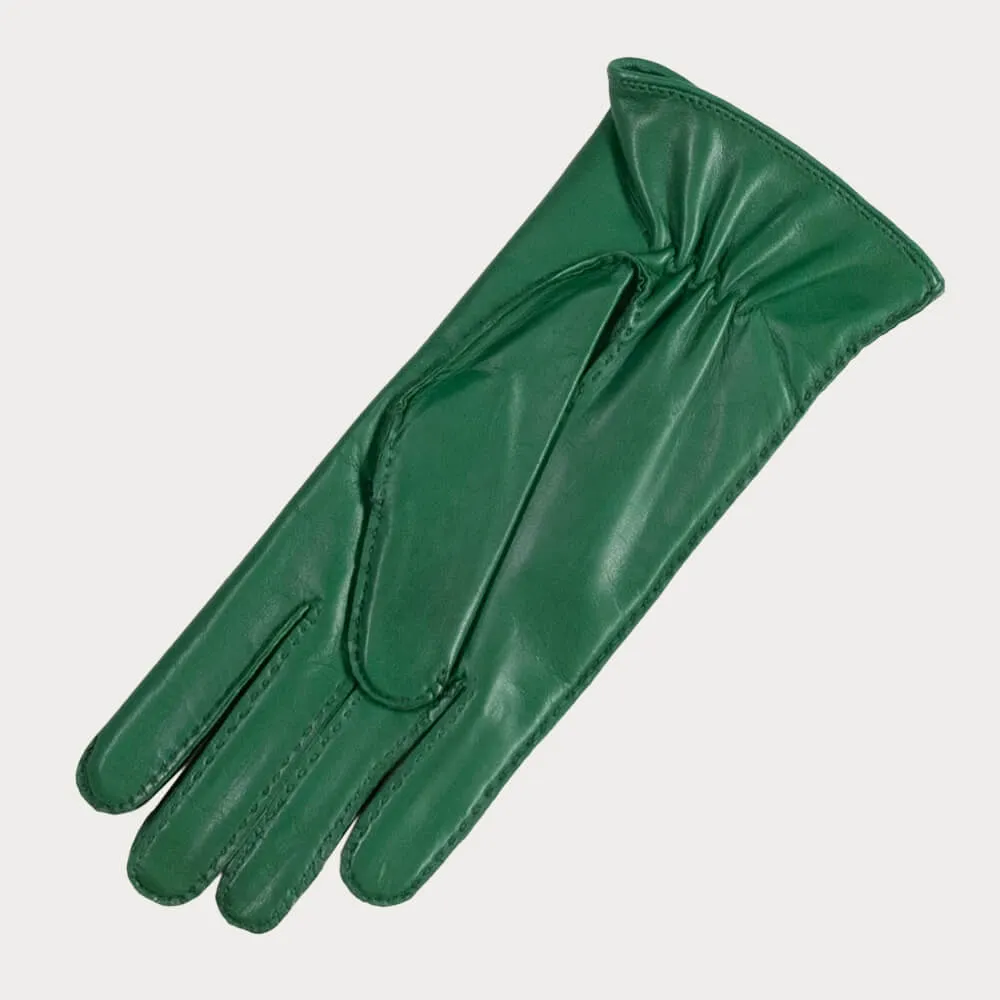 Emerald Green Hand Stitched Cashmere Lined Leather Gloves