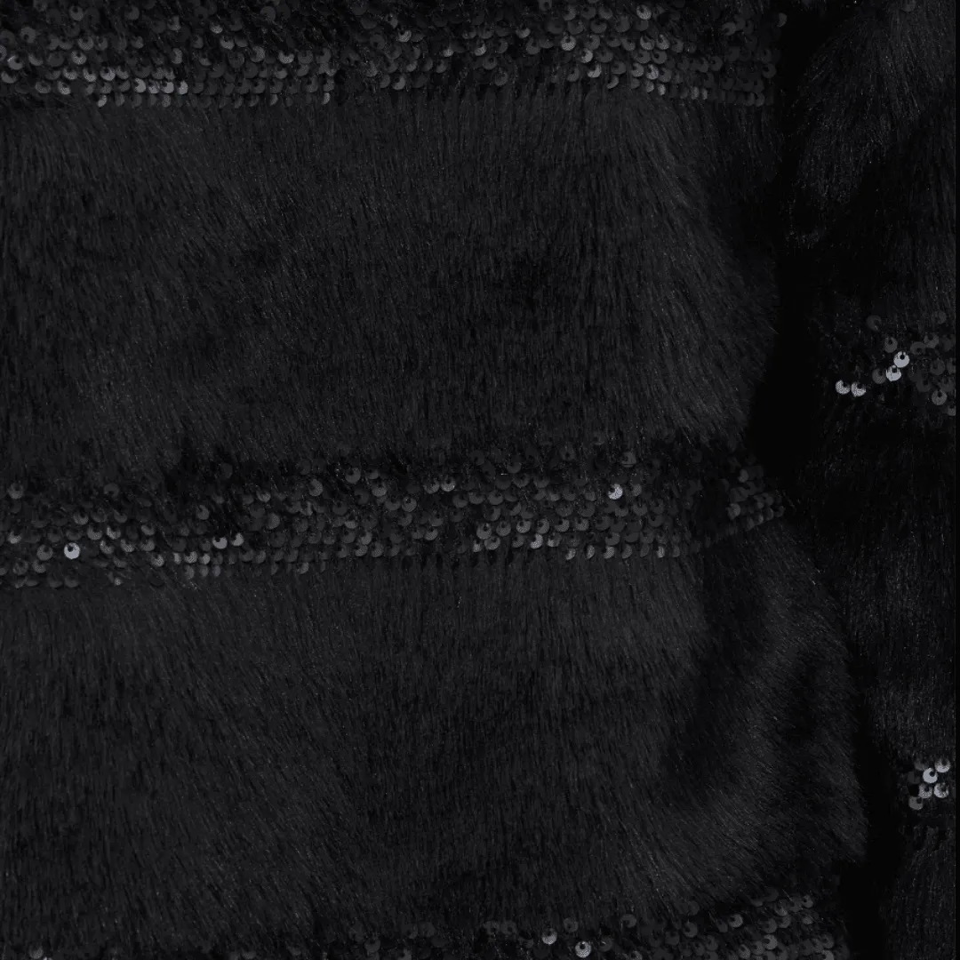 Faux Fur Coat with Hand Beaded Sequin