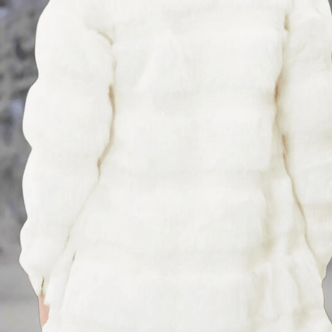 Faux Fur Coat with Hand Beaded Sequin
