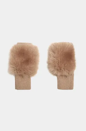 Faux Fur Knit Mittens