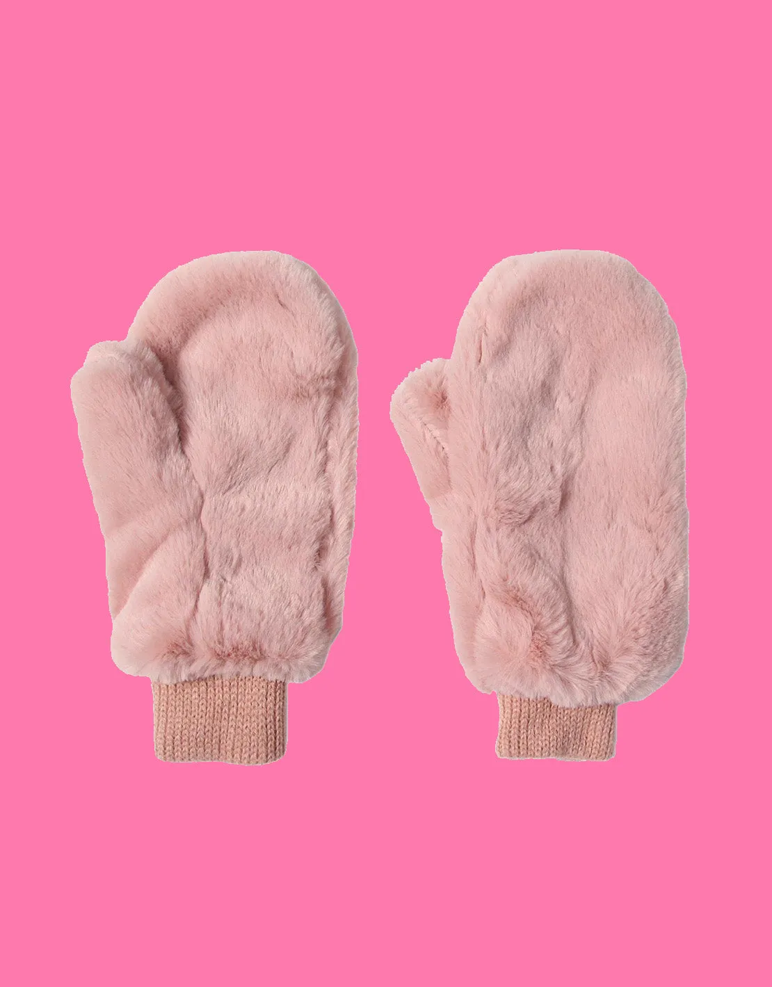 Faux fur mittens