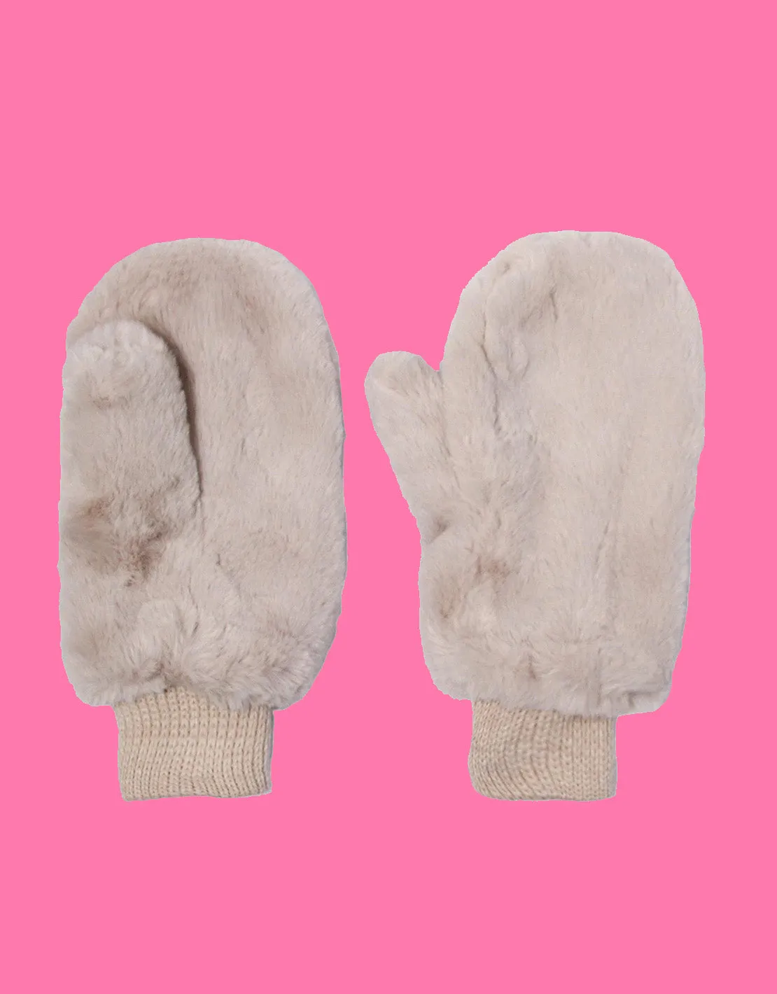 Faux fur mittens
