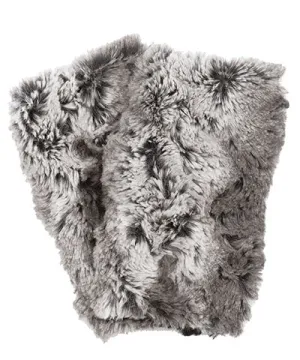 Fingerless / Texting Gloves, Reversible - Luxury Faux Fur in Seattle Sky