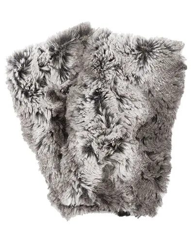Fingerless / Texting Gloves, Reversible - Luxury Faux Fur in Seattle Sky