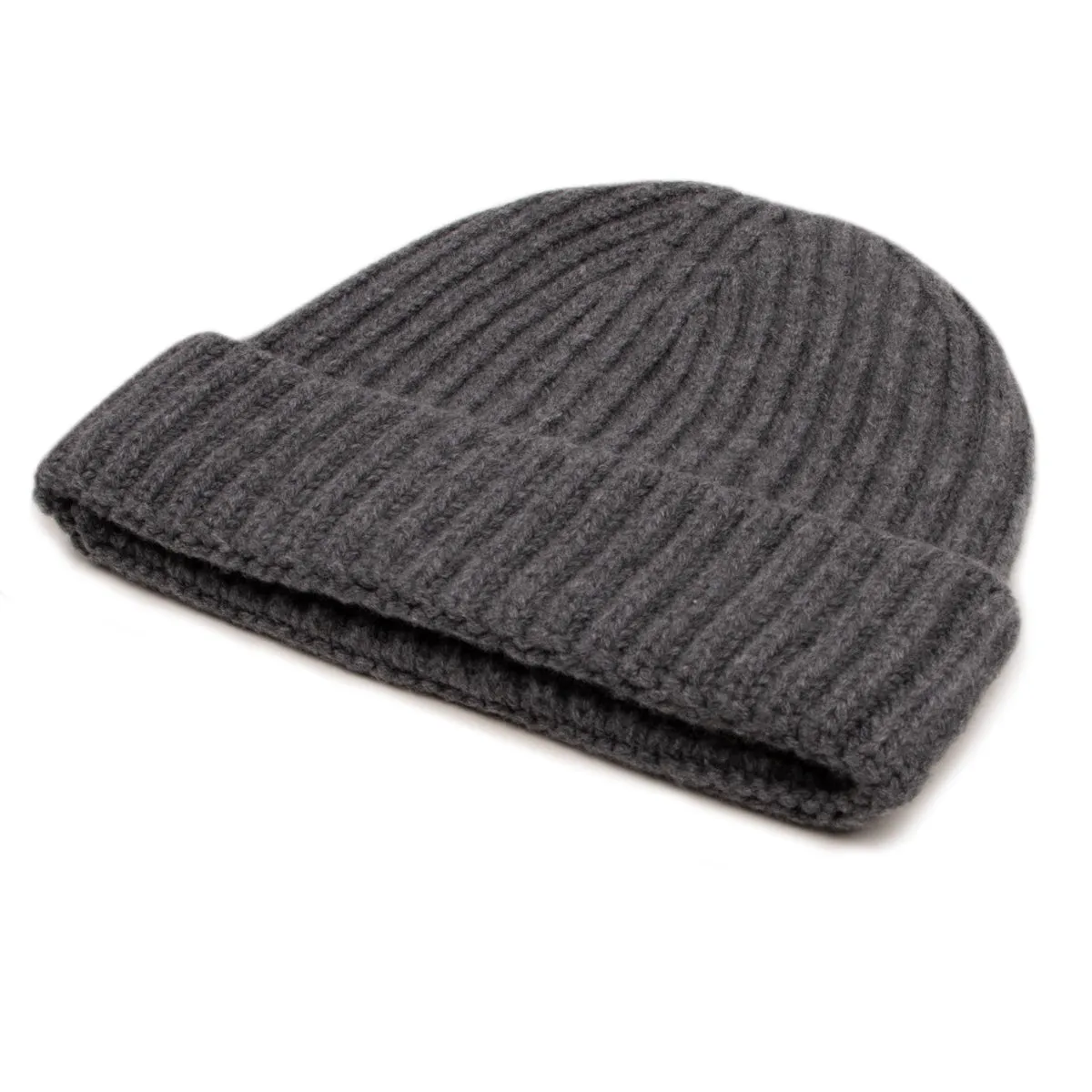 Fisherman Knit 8ply Cashmere Hat - Smog Grey