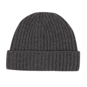 Fisherman Knit 8ply Cashmere Hat - Smog Grey