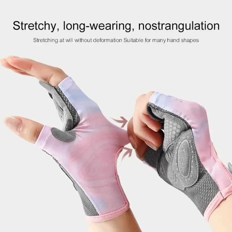 Fitness Gloves Women Anti Slip Breathable Shock-Absorbing Half Finger Sports Cycling Yoga Dumbbell Weightlifting Gloves