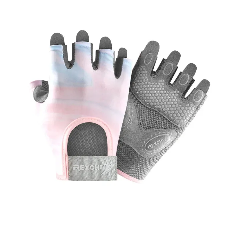 Fitness Gloves Women Anti Slip Breathable Shock-Absorbing Half Finger Sports Cycling Yoga Dumbbell Weightlifting Gloves