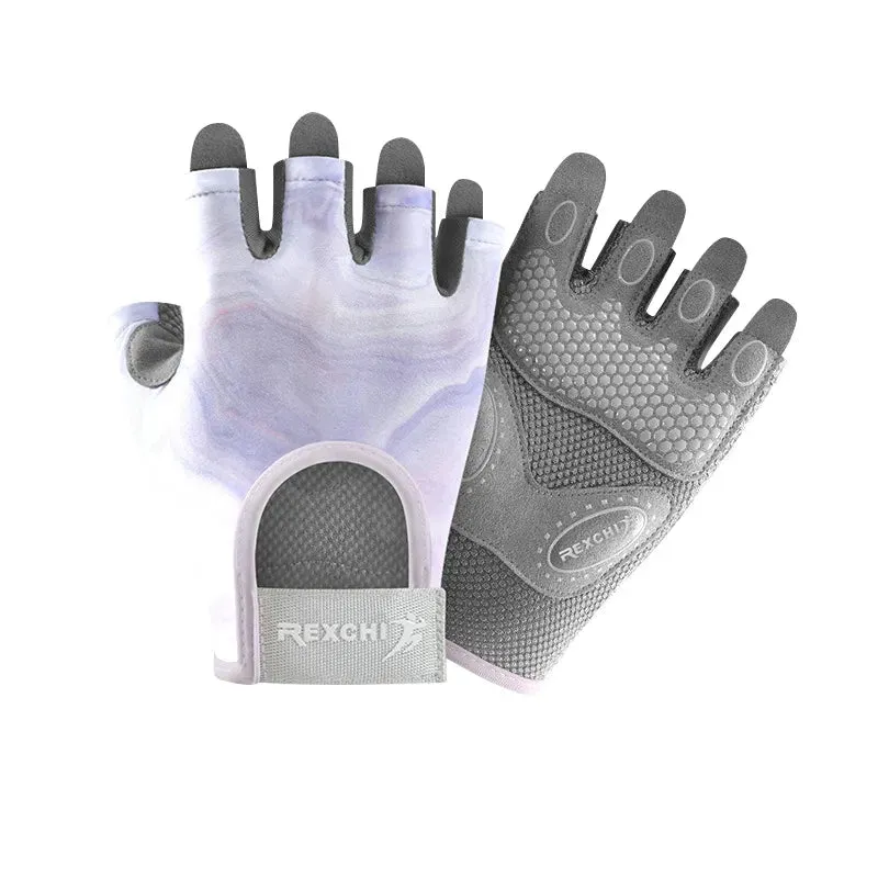 Fitness Gloves Women Anti Slip Breathable Shock-Absorbing Half Finger Sports Cycling Yoga Dumbbell Weightlifting Gloves