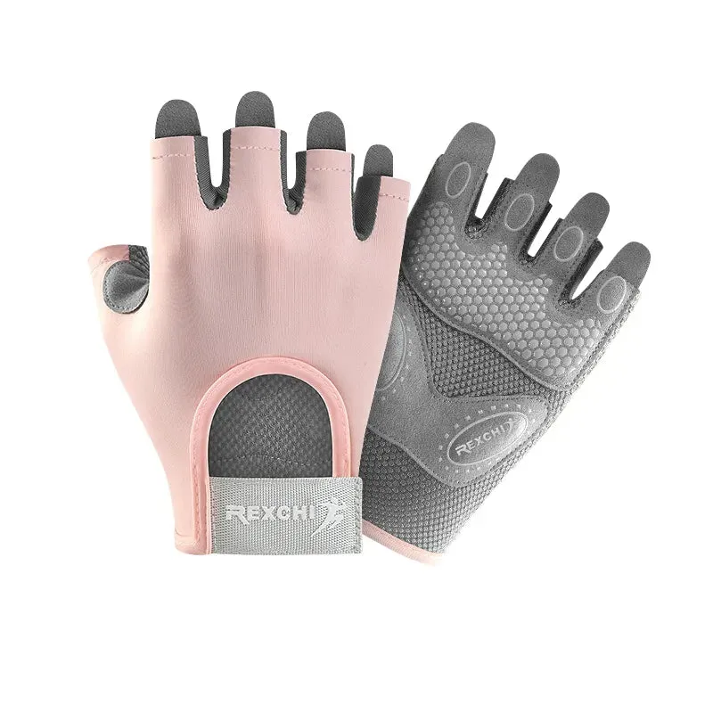 Fitness Gloves Women Anti Slip Breathable Shock-Absorbing Half Finger Sports Cycling Yoga Dumbbell Weightlifting Gloves