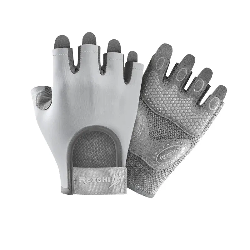 Fitness Gloves Women Anti Slip Breathable Shock-Absorbing Half Finger Sports Cycling Yoga Dumbbell Weightlifting Gloves