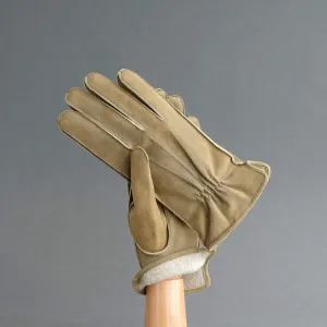 Gentlemen's Sporty Gloves from Beige Goatskin Lined with Cashmere