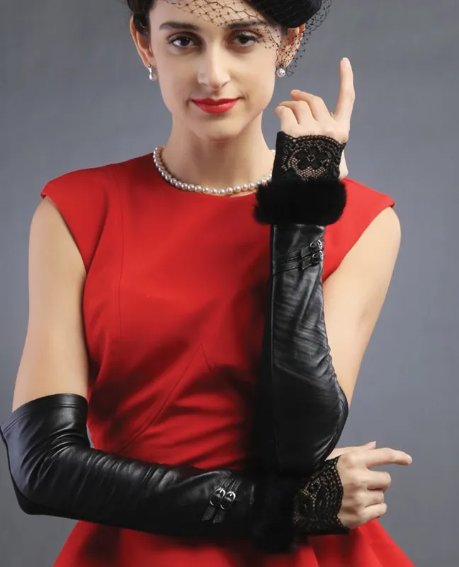 Half palm rabbit fur Glove