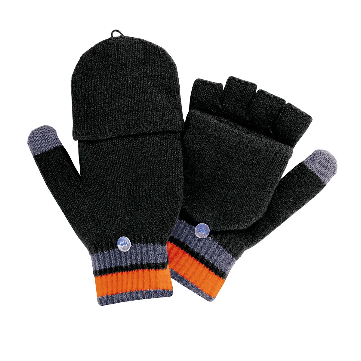 Holloway Black/Orange/Graphite Acrylic Rib Knit Comeback Mitten