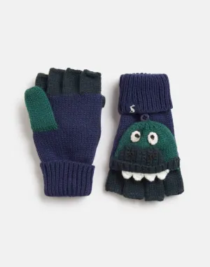 Joules Chummy Navy Green Dino Converter Gloves