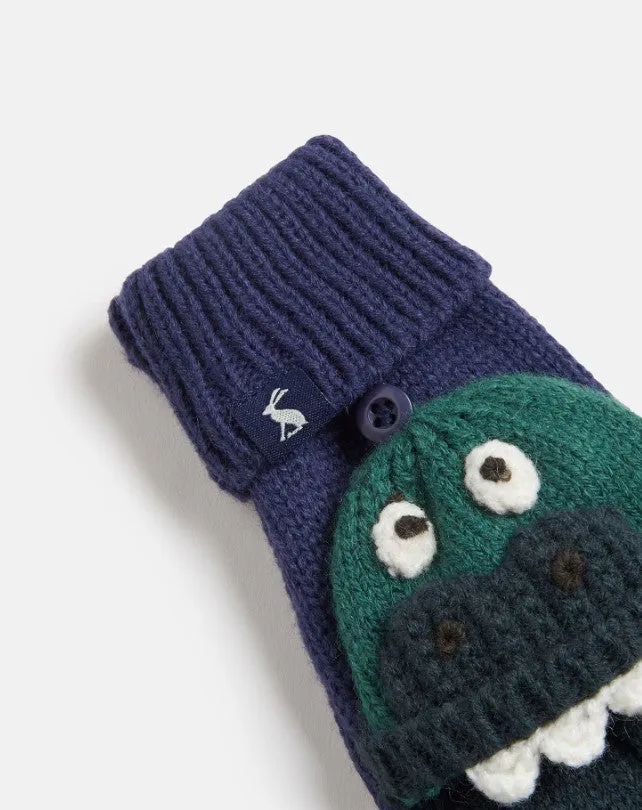 Joules Chummy Navy Green Dino Converter Gloves