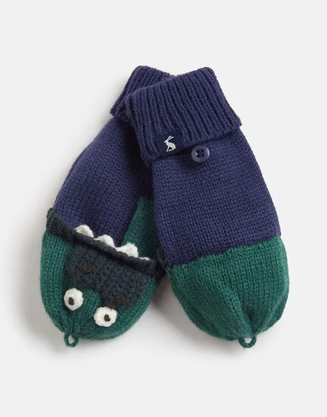 Joules Chummy Navy Green Dino Converter Gloves