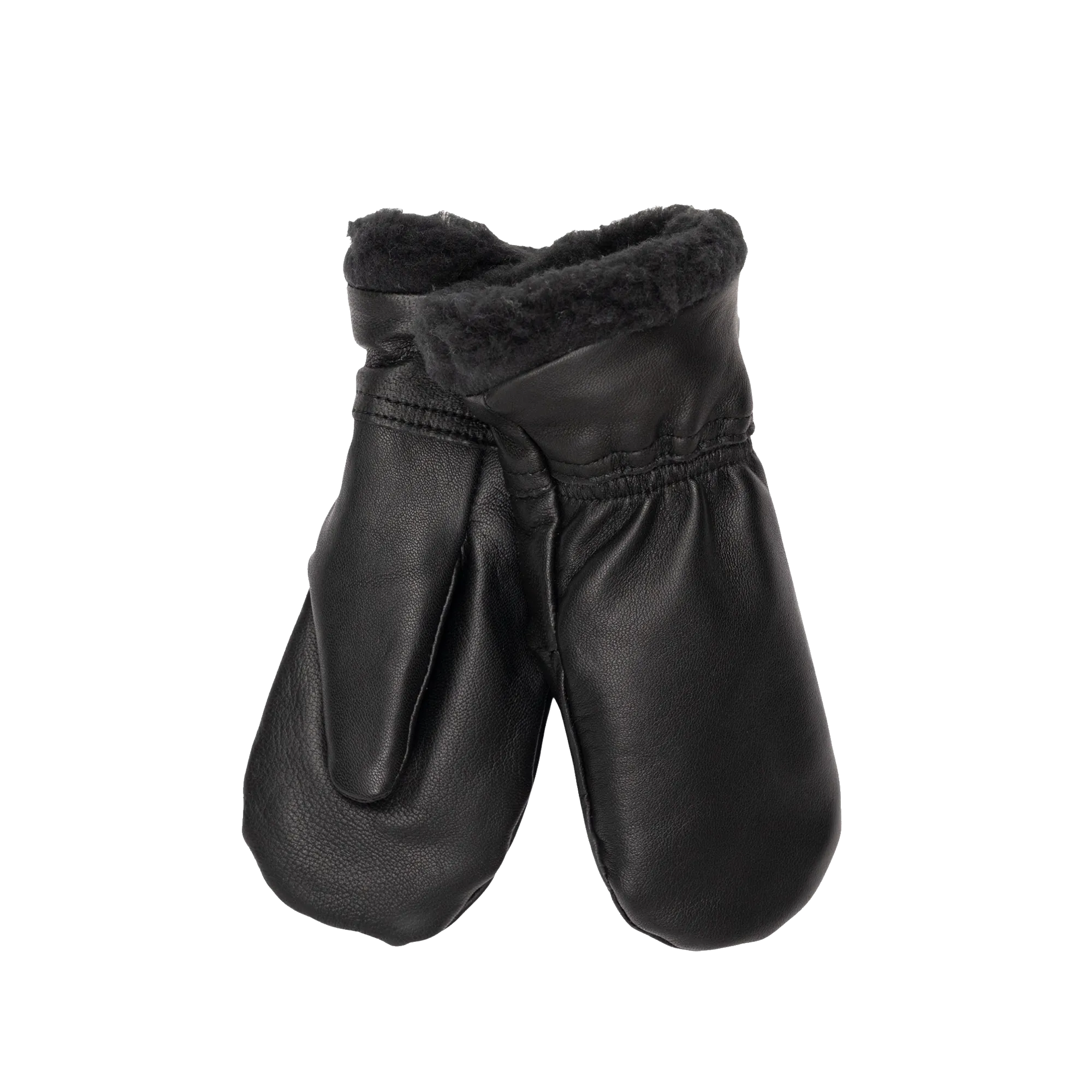 Käsinetori Children's Leather Mittens w/ Wool Lining, black