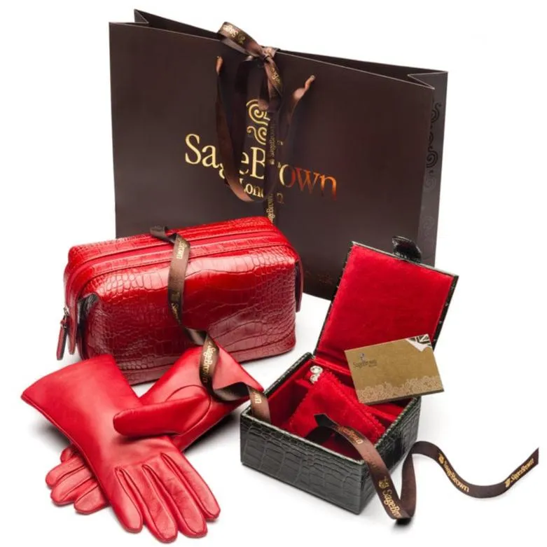 Ladies Cashmere Lined Leather Gloves - Red
