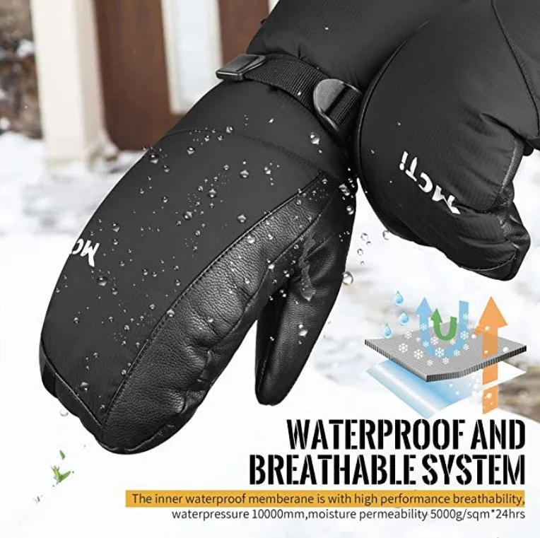 MCTi Waterproof Ski Mittens - Men's Down Winter Mitts with Touchscreen