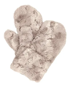 Men's Mittens - Luxury Faux Fur in Café Au Lait