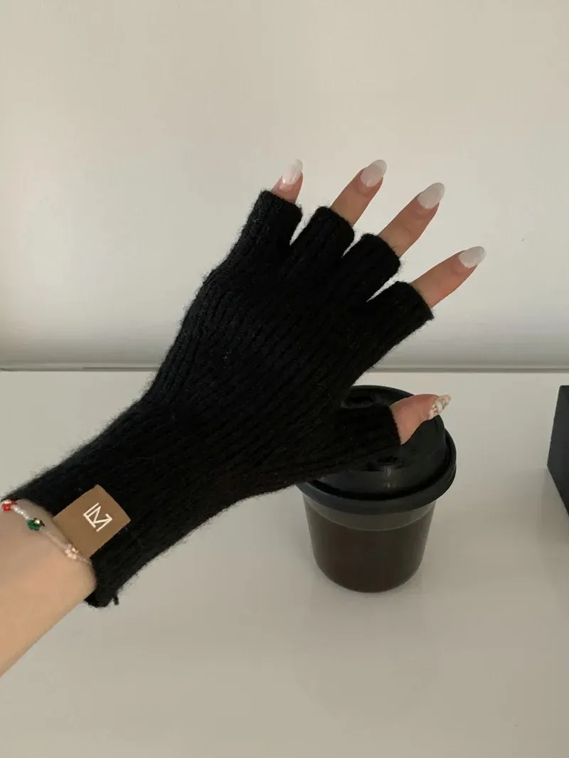 Men's Winter Half-Finger Gloves - Thick Alpaca Wool Knit