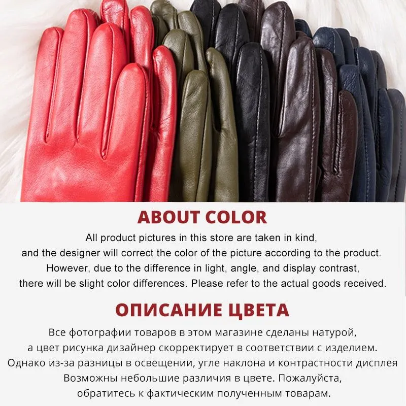 New Fashion Leather Gloves Short Style For Women Wrist Adjustable Winter Warm Gloves, Touchscreen Gloves