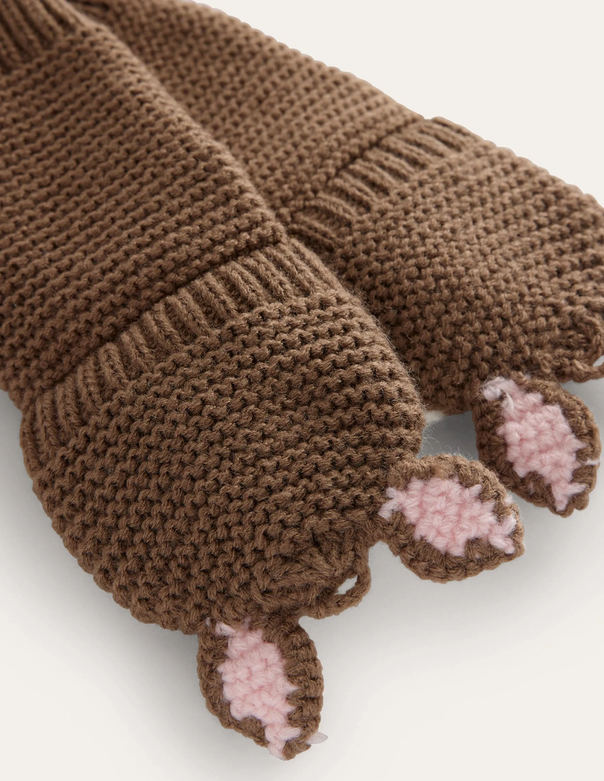 Novelty Knitted Mittens-Brown Deer