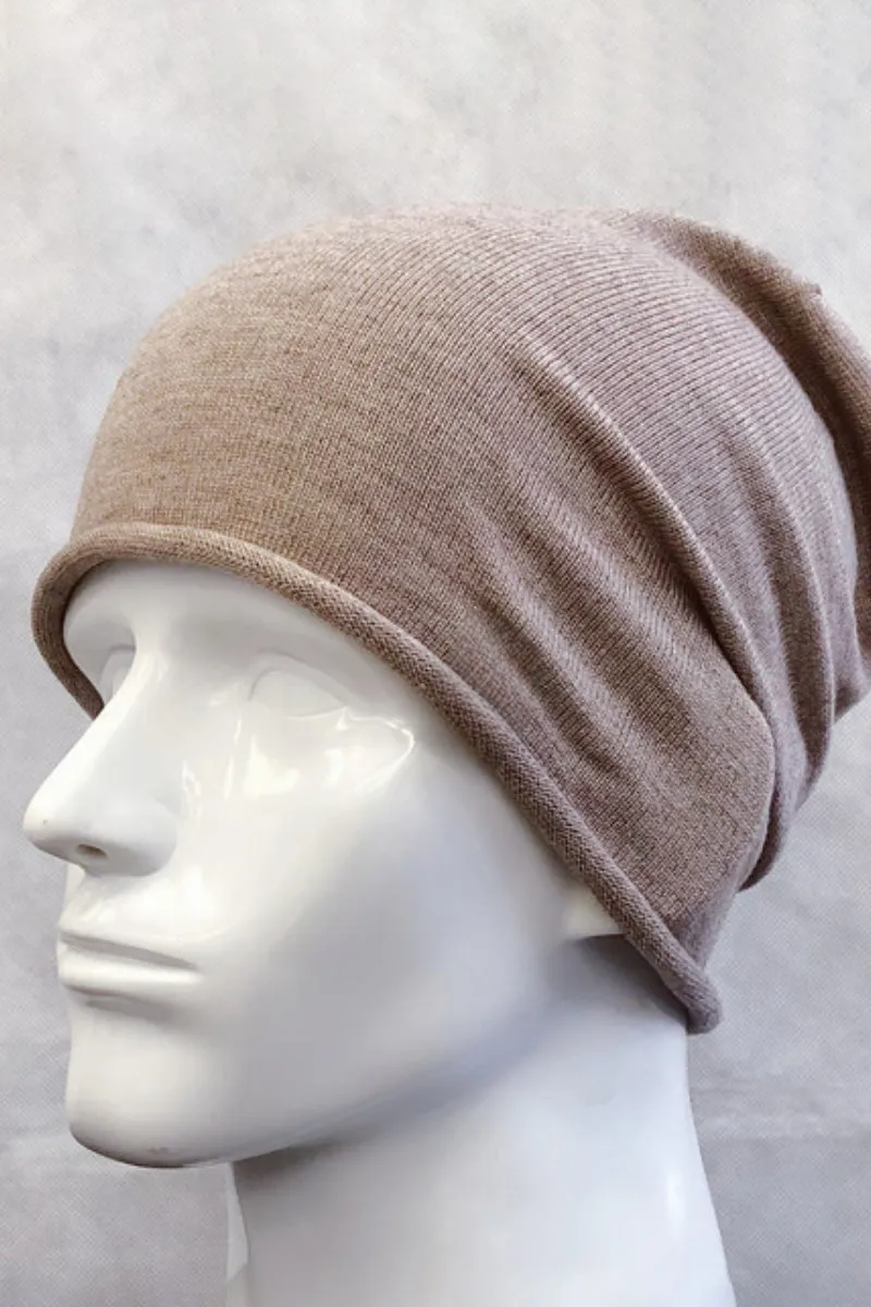 Slouchy Wool-Cashmere Blend Beanie Hat