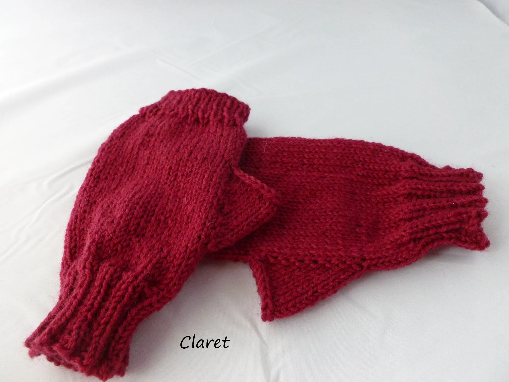 Solid Fingerless Mittens, Hand Knit, Superwash Wool, Multiple Colors