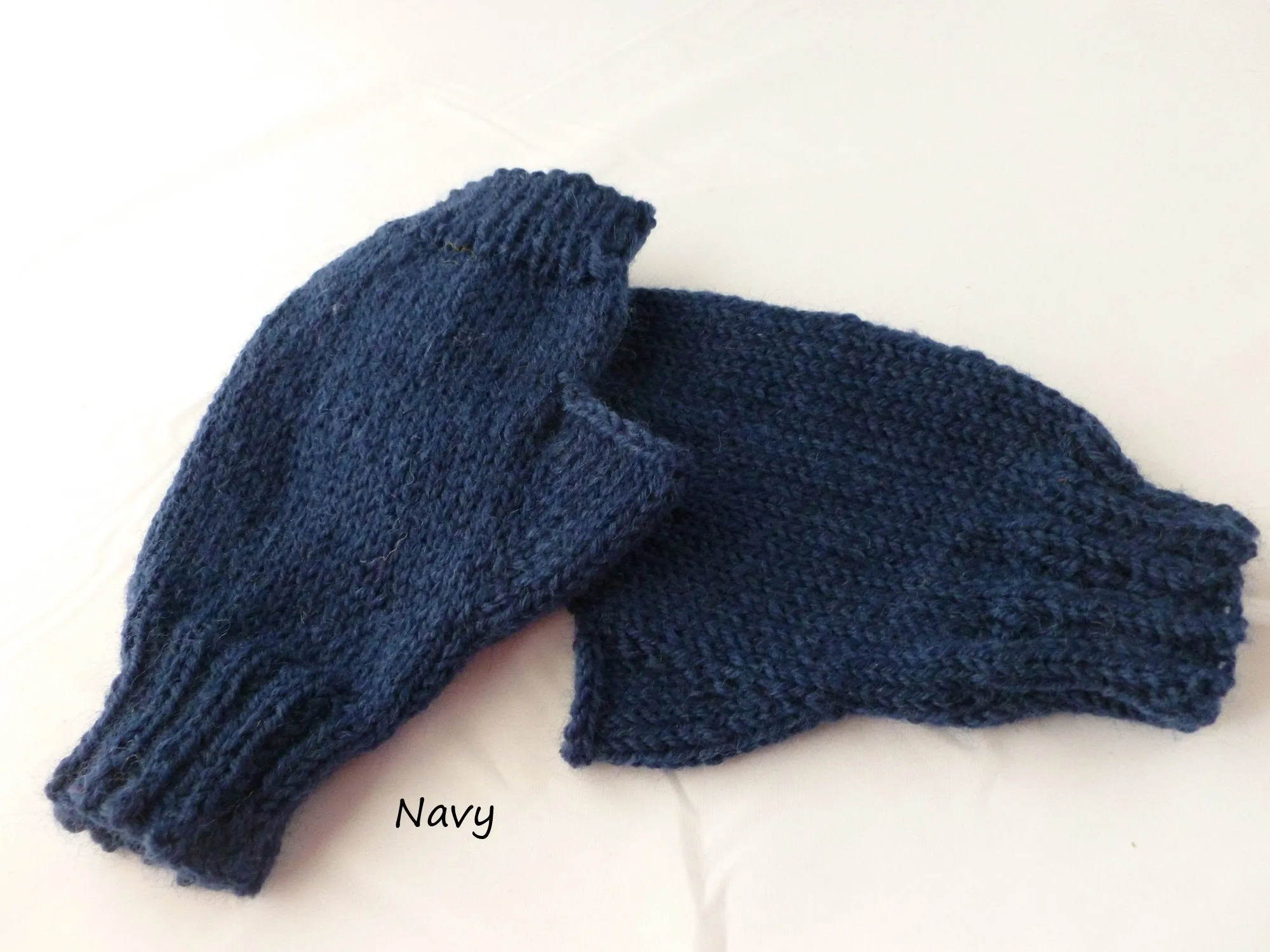 Solid Fingerless Mittens, Hand Knit, Superwash Wool, Multiple Colors